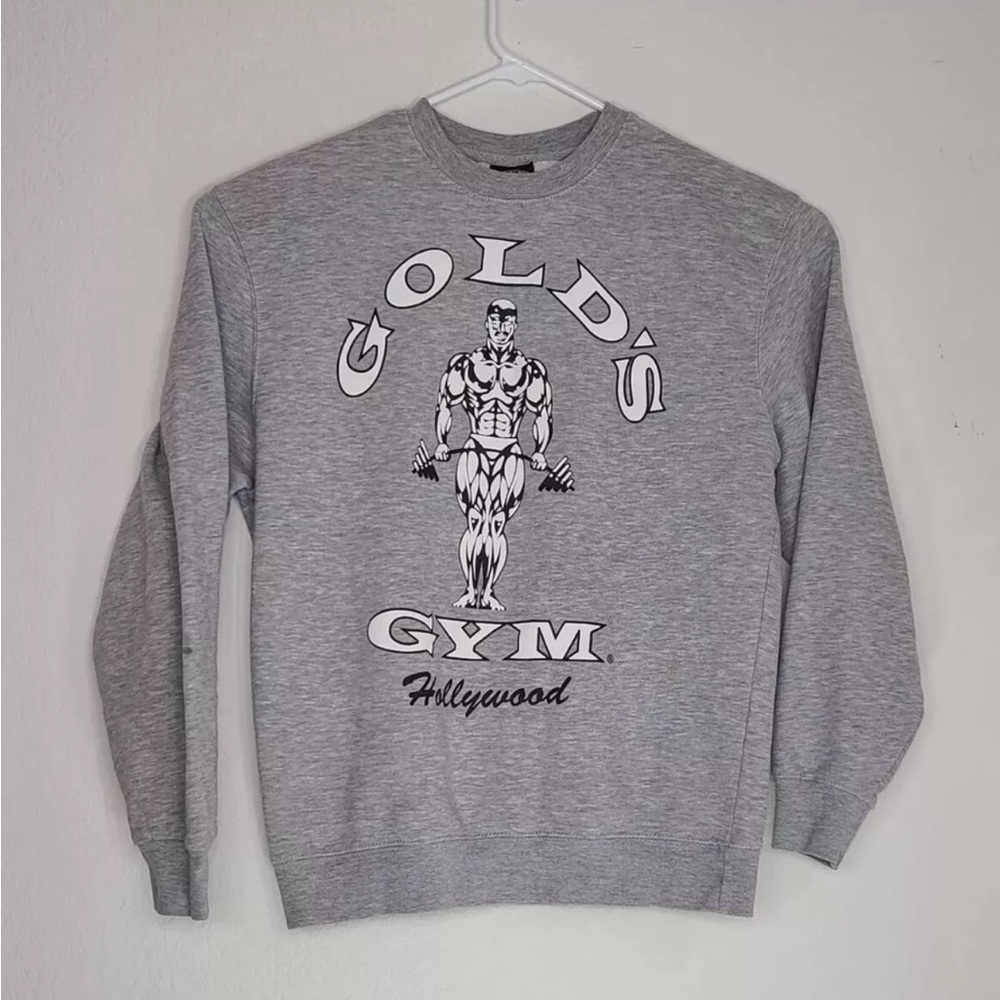 Golds Gym Hollywood Sweatshirt Gray Crew Neck Size M Mens